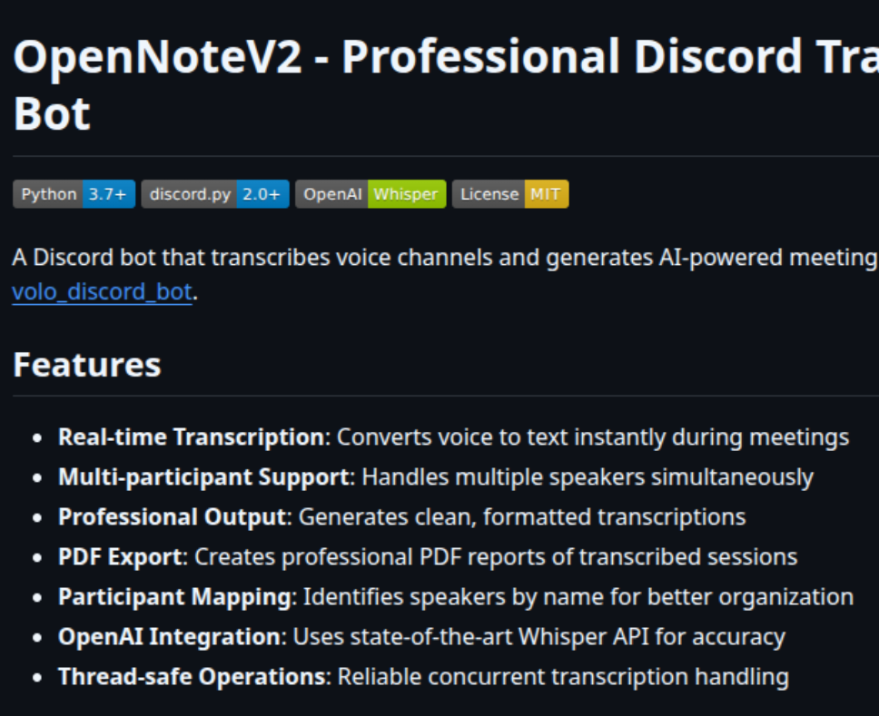 OpenNote Discord Bot